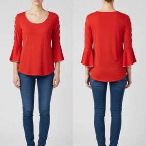 Harlow & Rose Woman Top Size 1X Red Crisscross Lattice